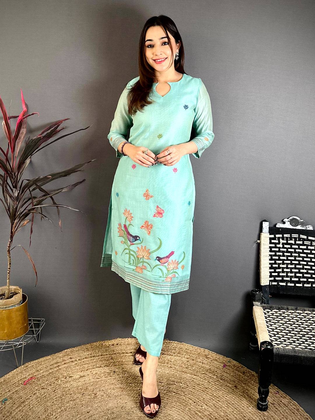 Mint Green Woven Floral Dress