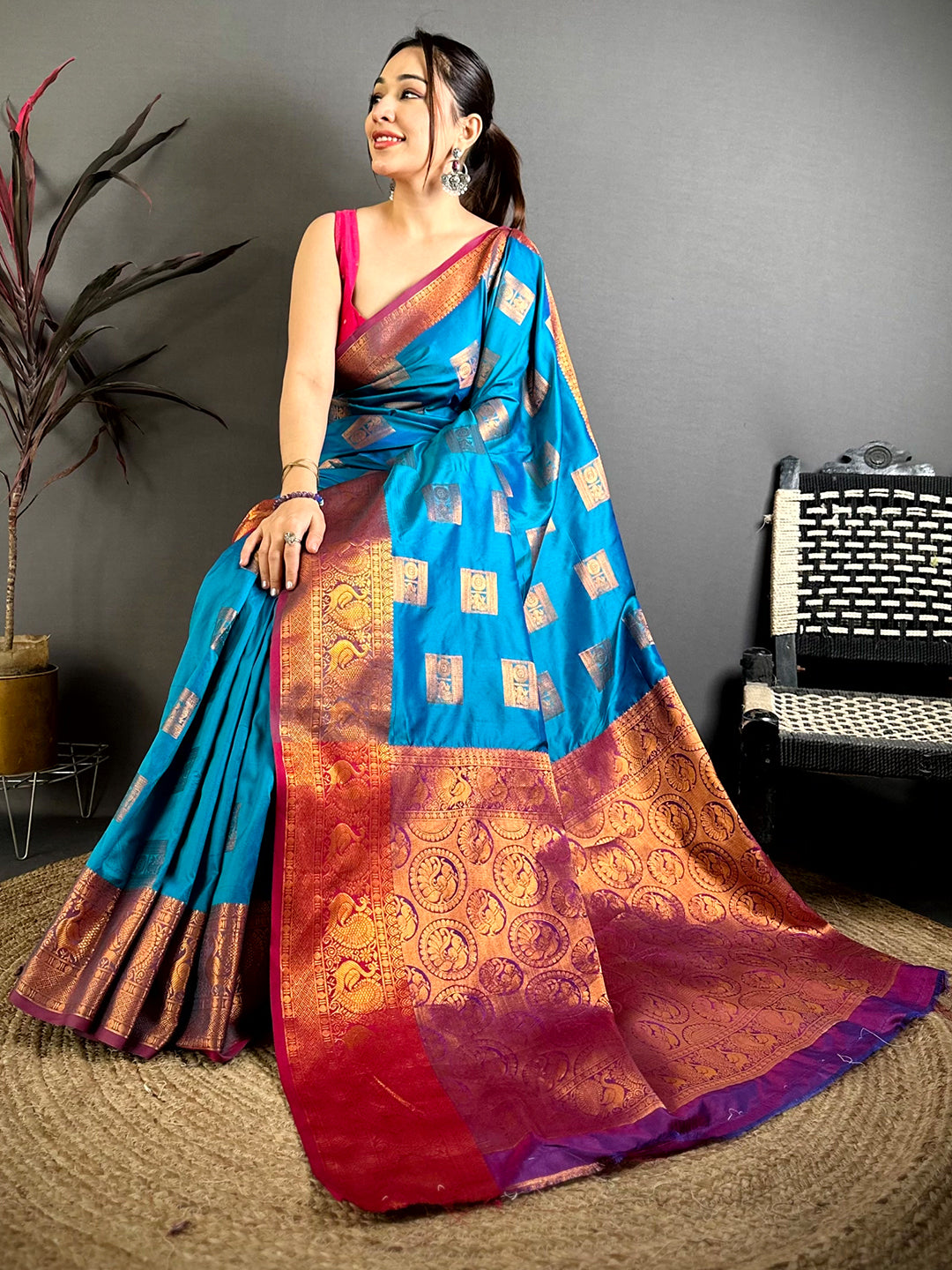 Regal Copper Zari Banarasi Katan Silk Saree