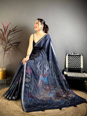 Regal Tussar Ghicha Katha Art Saree