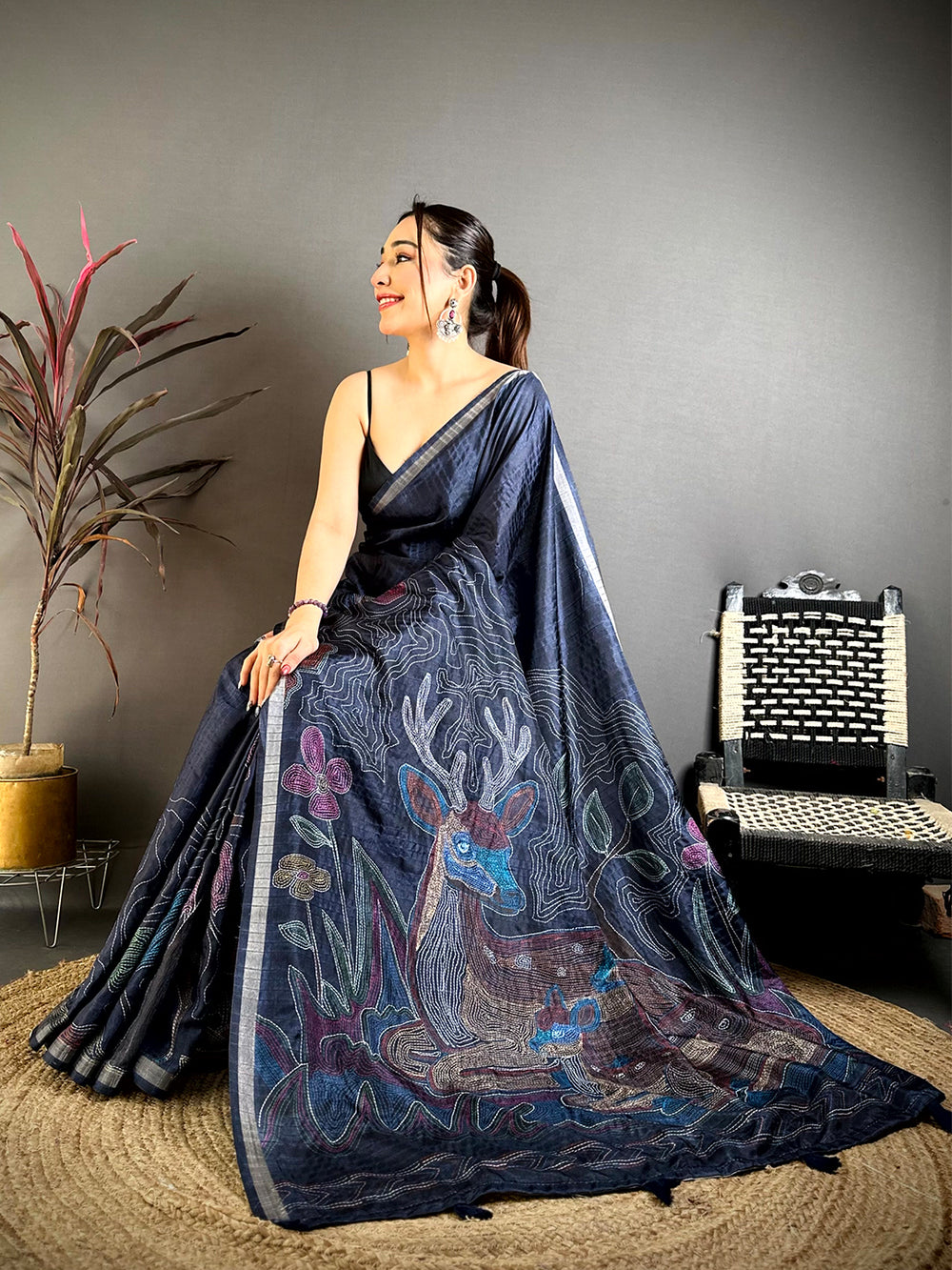 Regal Tussar Ghicha Katha Art Saree