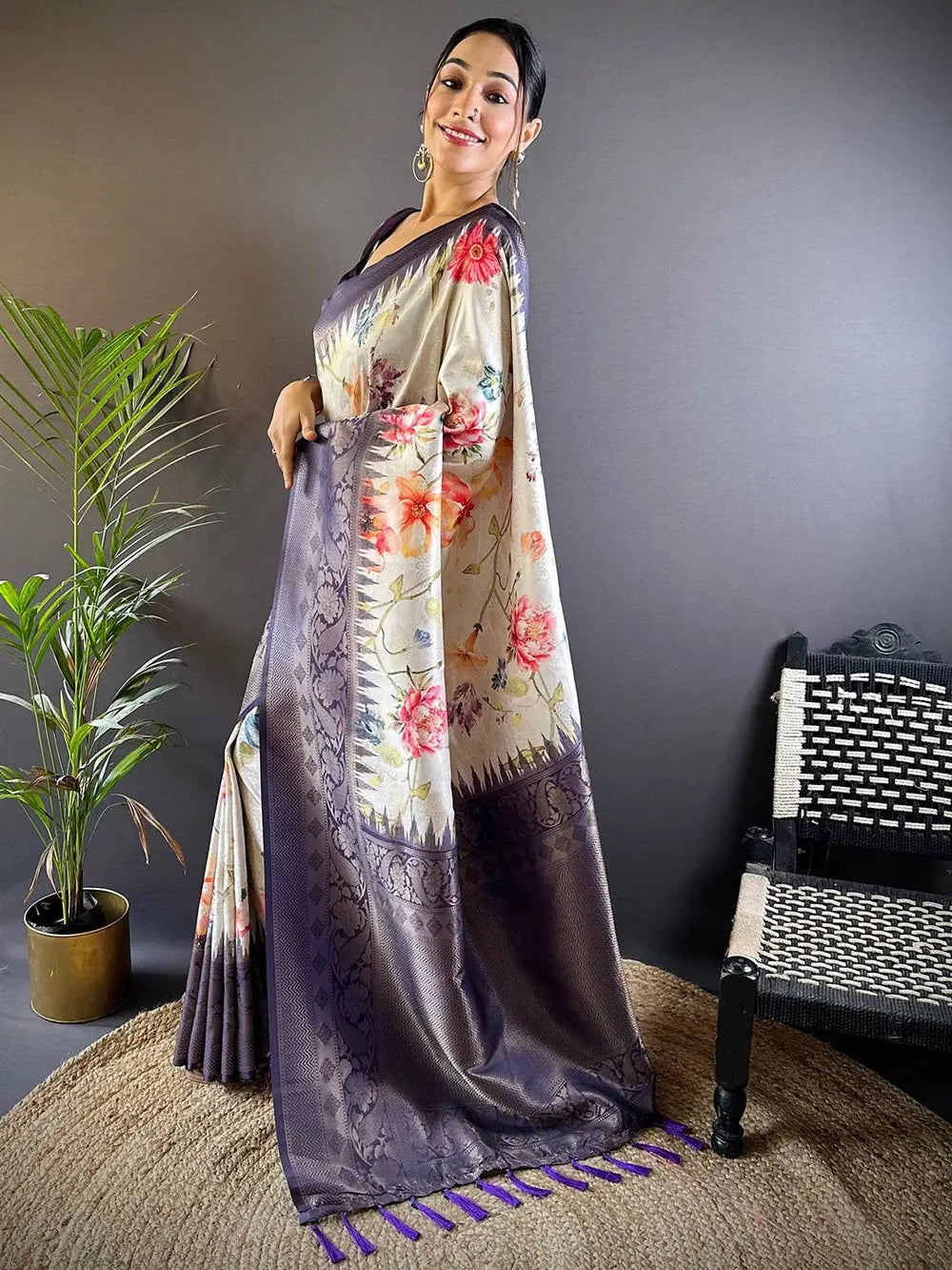 Floral Soft Kanjivaram Silk Saree