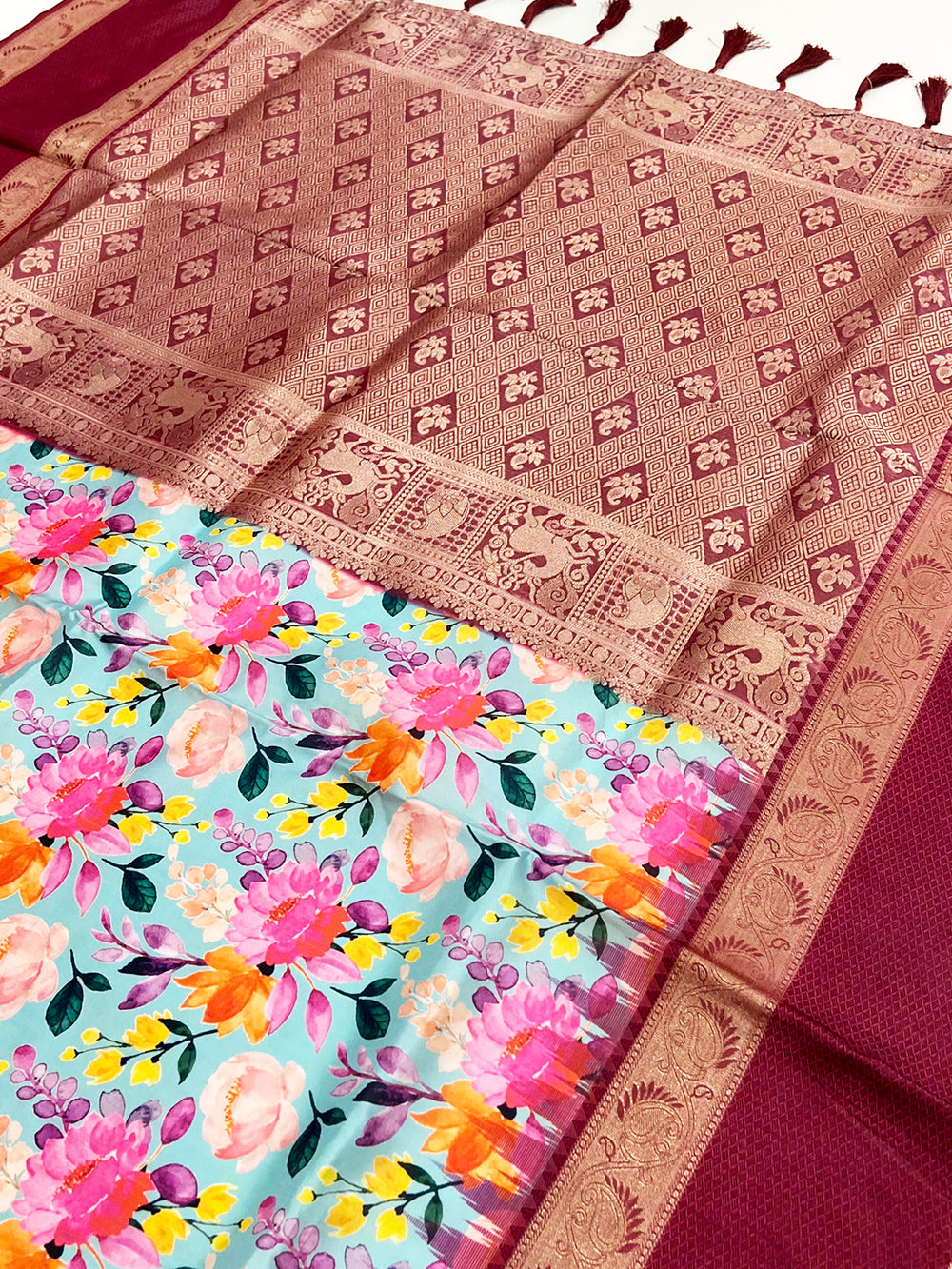 Radiant Sky Blue Soft Silk Saree