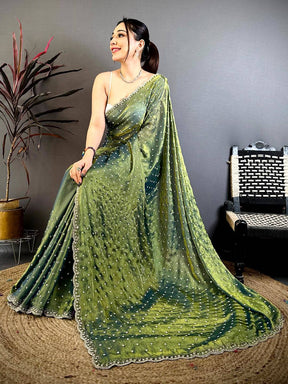 Royal Pearl Zircon Embellished Saree