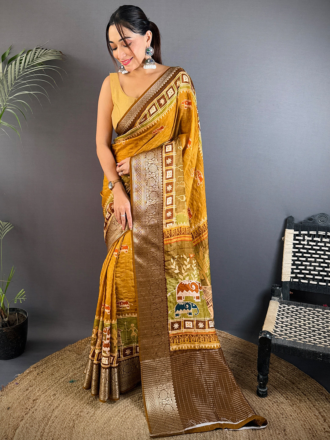 Radiant Viscose Kalamkari Printed Saree