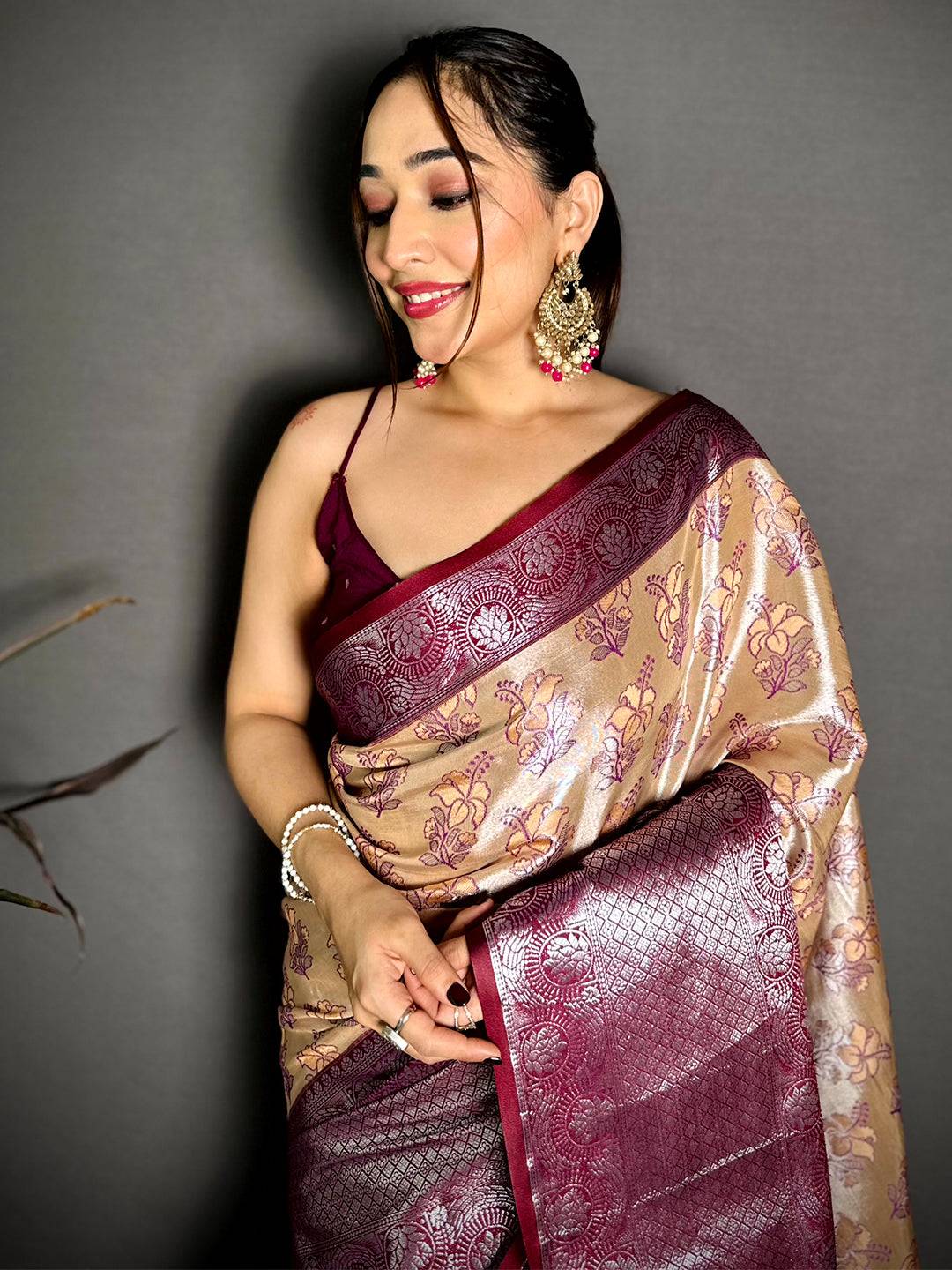 Classic Zari One Gram Tissue Kanchi Saree