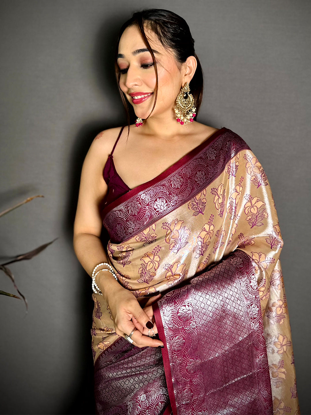 Classic Zari One Gram Tissue Kanchi Saree