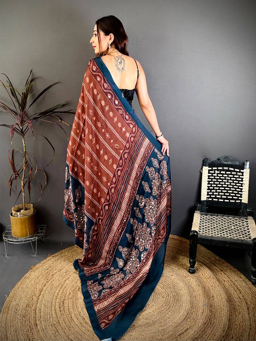 Mustard Soft Georgette Printed Saree