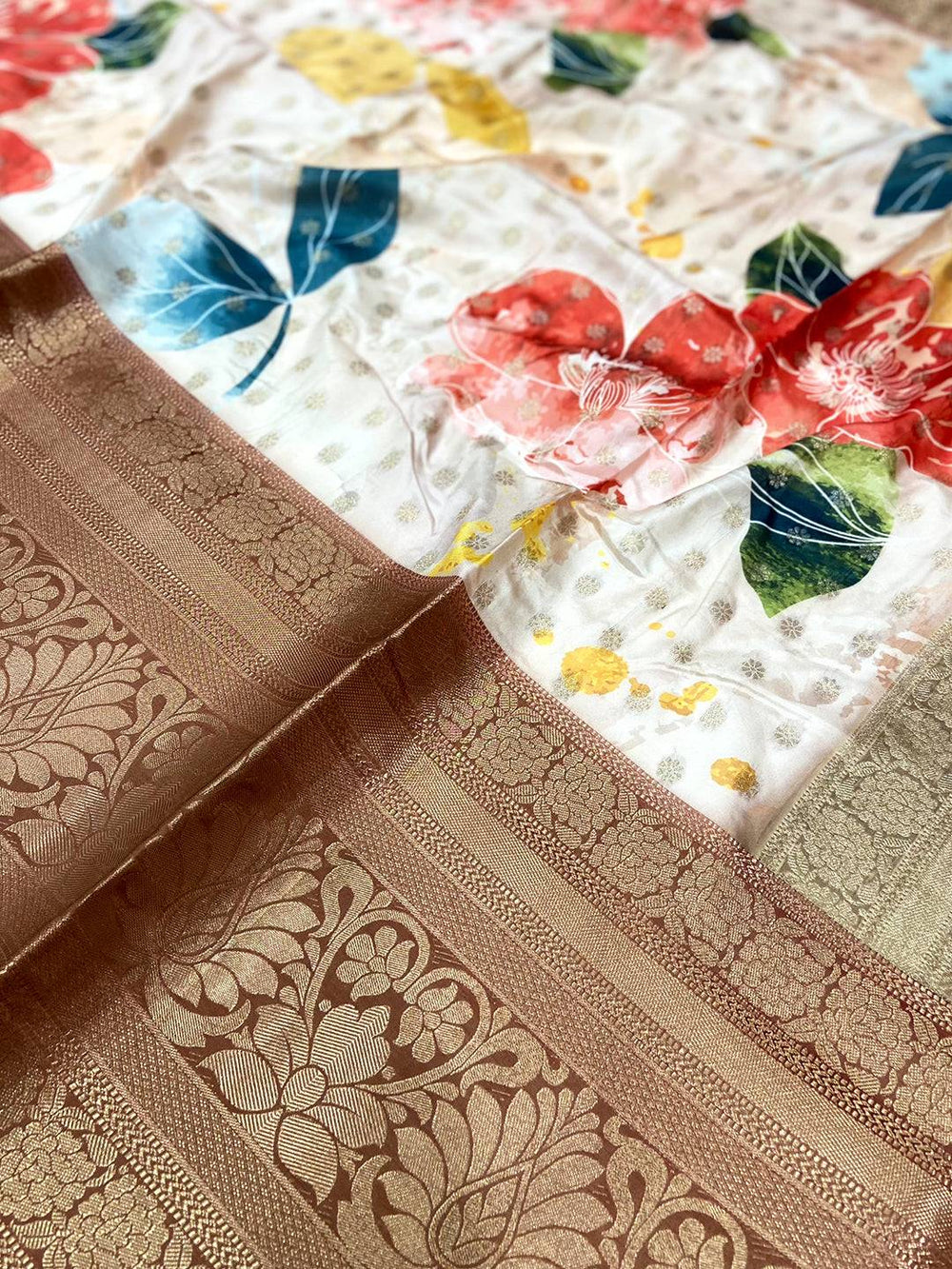 Radiance Banarasi Floral Print Saree