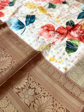 Radiance Banarasi Floral Print Saree
