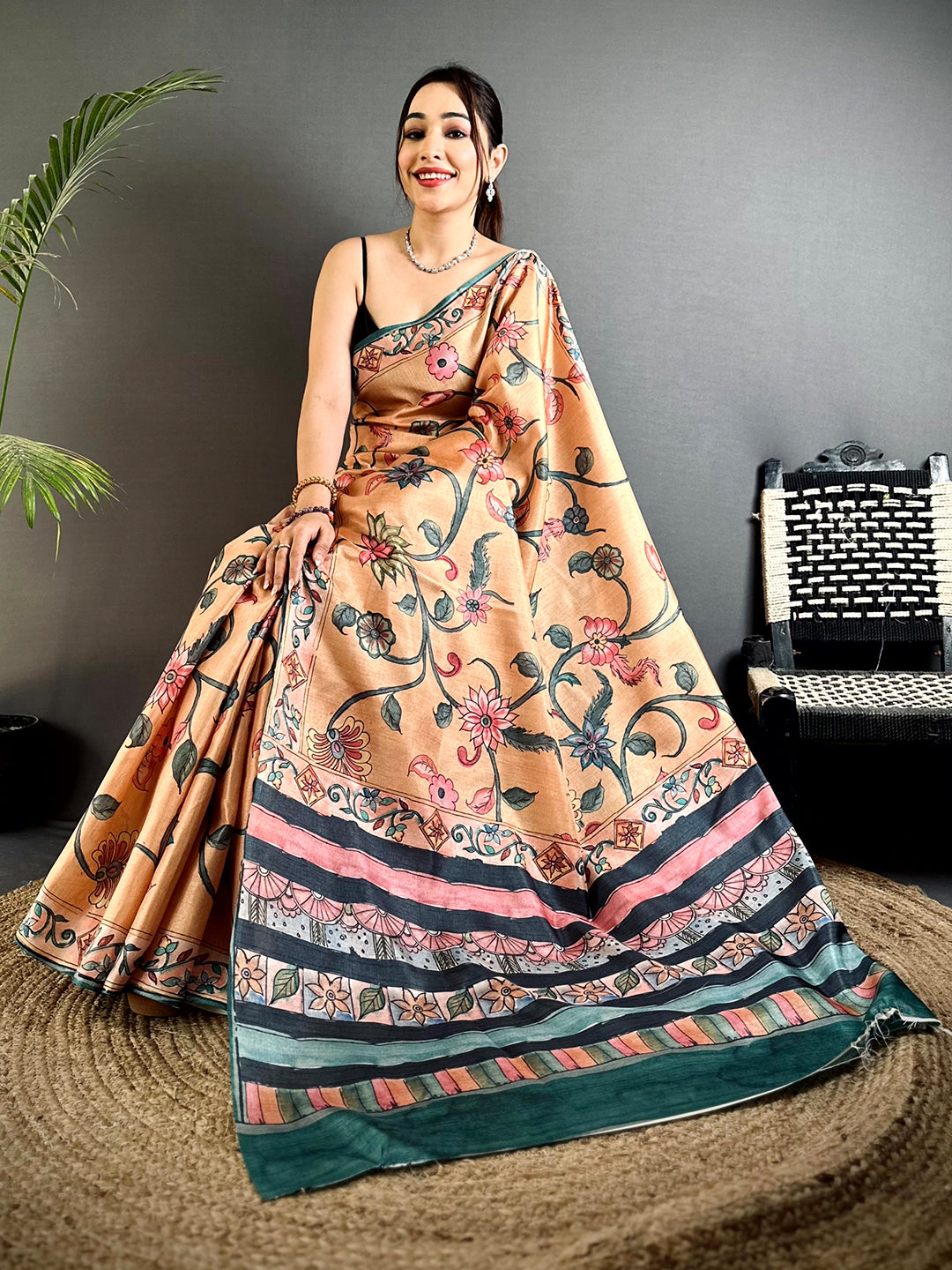 Graceful Pastel Kalamkari Saree