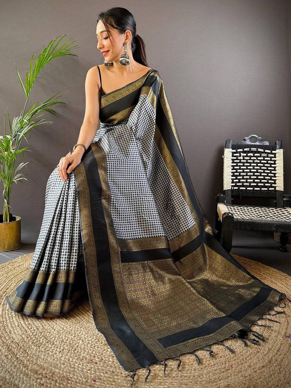 Exclusive Gold Zari Katan Silk Saree