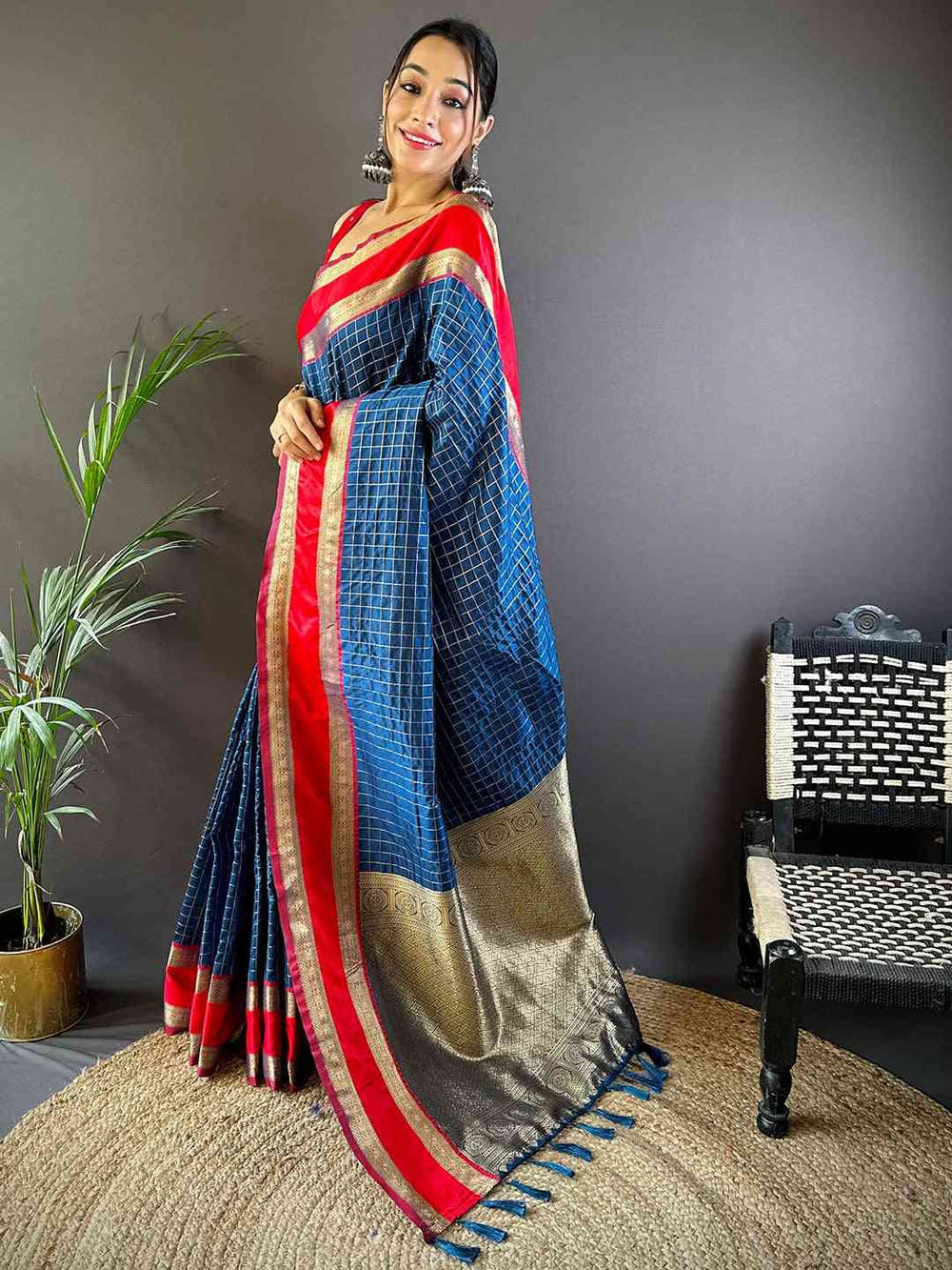 Royal Blue Silk Woven Kanchi Banarasi Saree

