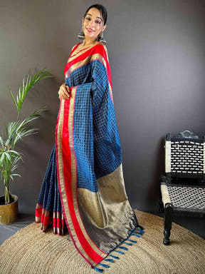 Royal Blue Silk Woven Kanchi Banarasi Saree

