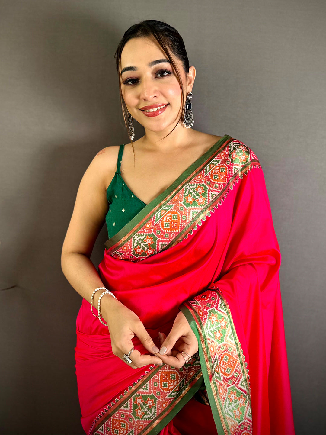 Pink Soft Silk Pochampally Ikkat Minakari Saree