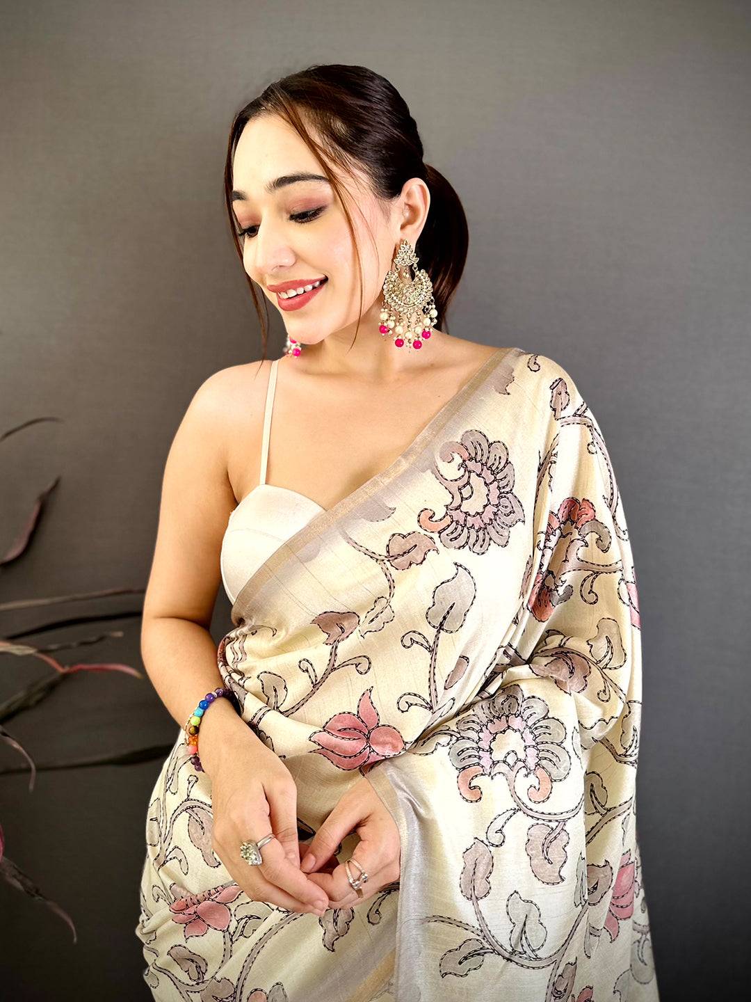 Classic Katha Work Soft Zarna Silk Saree