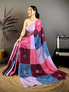Classic Multi Colour Printed Chinnon Chiffon Saree
