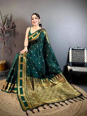 Classic Green Banarasi Katan Silk Zari Saree
