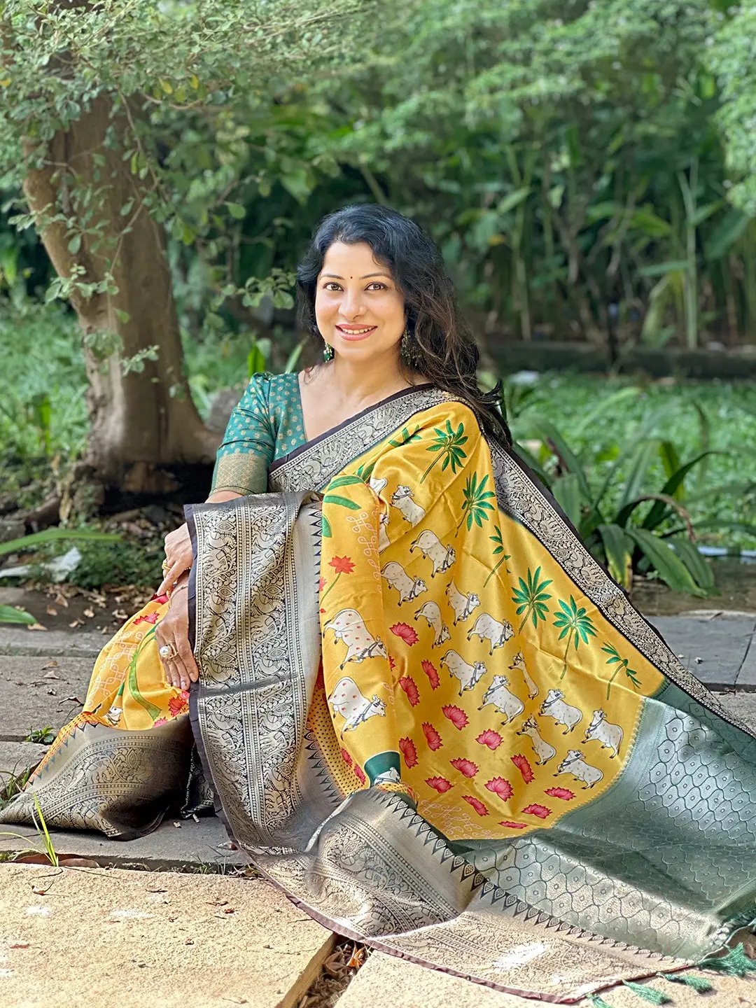 Traditional Yellow Pichwai Saree with Kanchi Zari