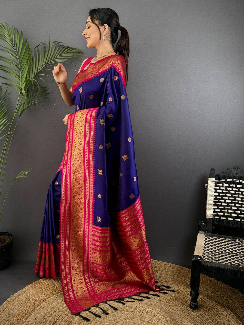 Purple Soft Gadwal Silk Saree