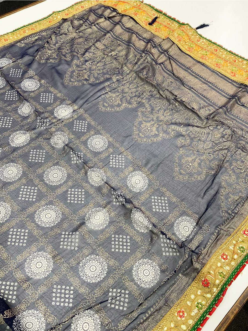Celestial Bandhej Print Chiffon Saree