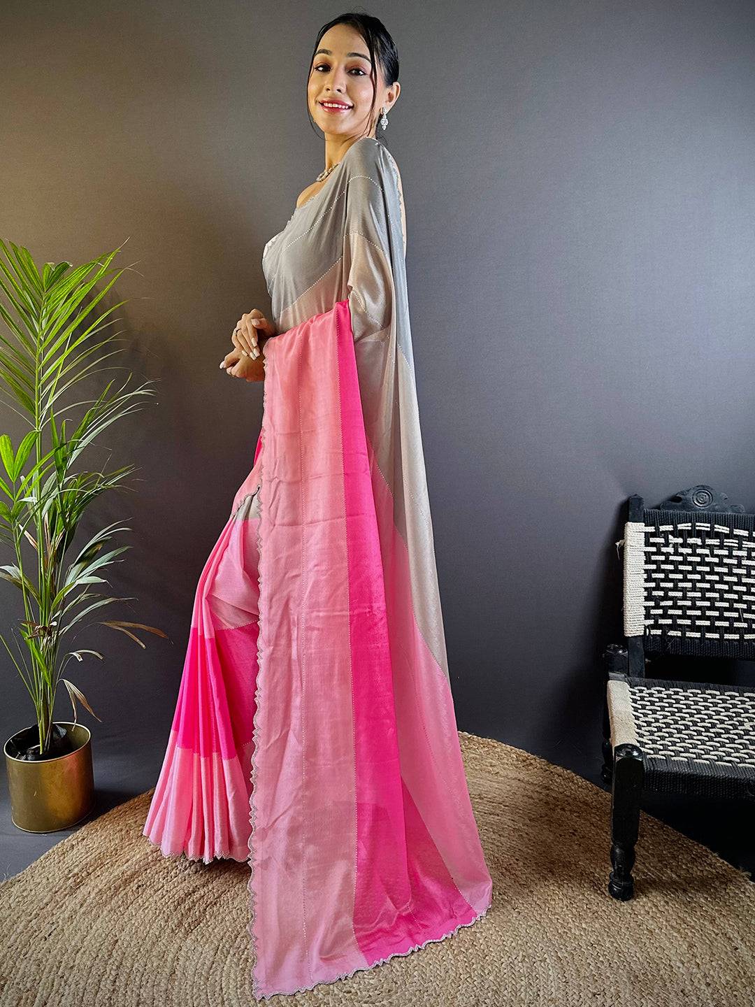 Zarocan Stone Cut Work Border Saree
