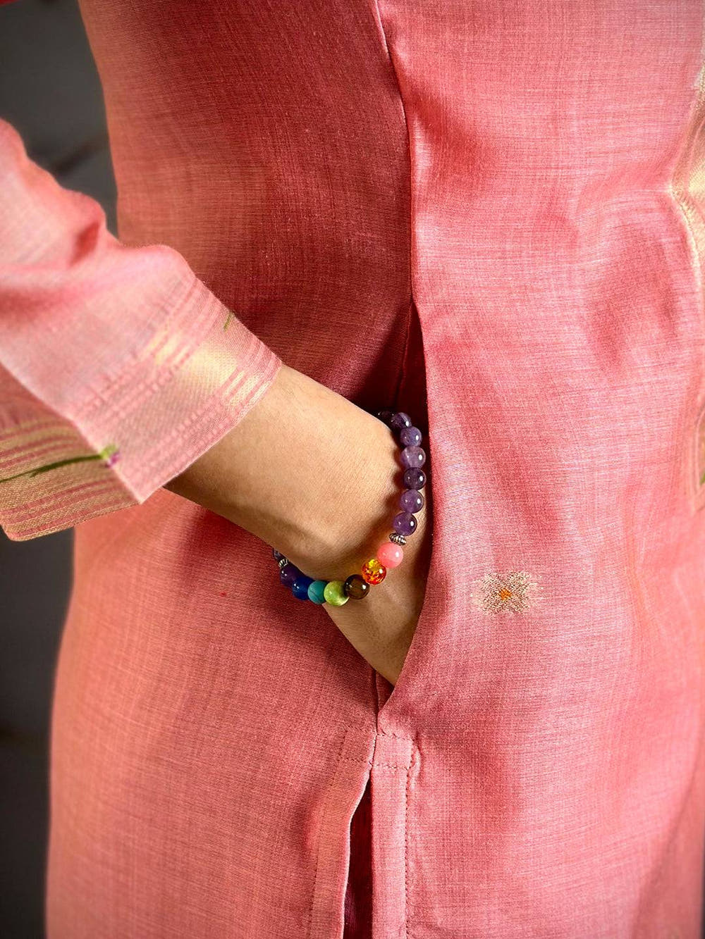 Peach Radiance Handwork Suit Set