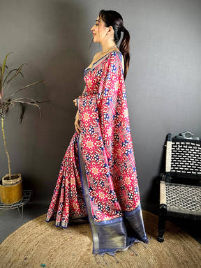Artisan Gold Lakda Patta Kalamkari Saree