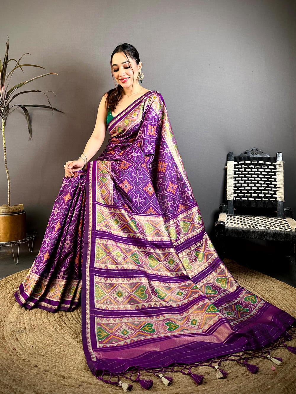 Purple Patola Weaving Sami Silk Saree