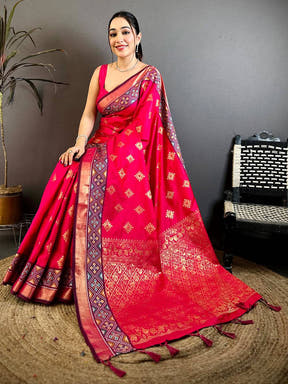 Designer Gold Zari Double Tone Pattu Saree