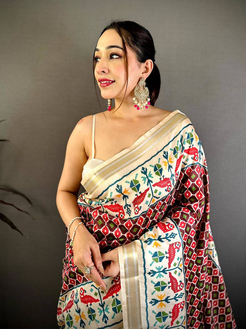 Classic Ikkat Soft Kanchi Silk Saree