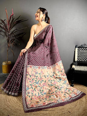 Regal Tussar Bandhej Kalamkari Saree