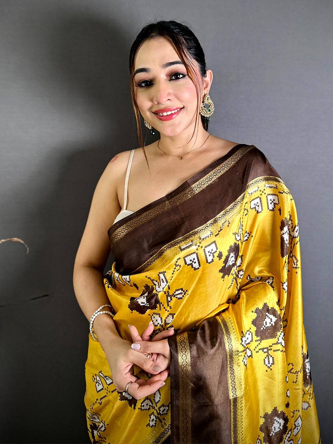 Radiant Floral Print Soft Dola Saree