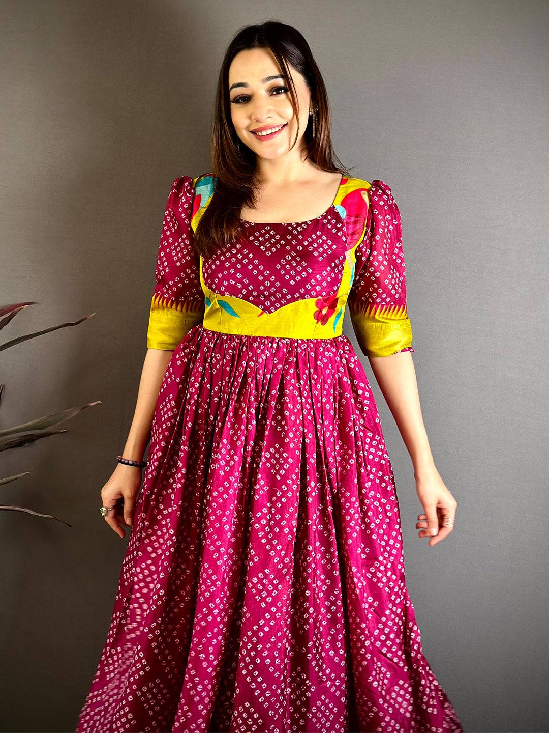 Regal Dola Silk Square Neck Dress