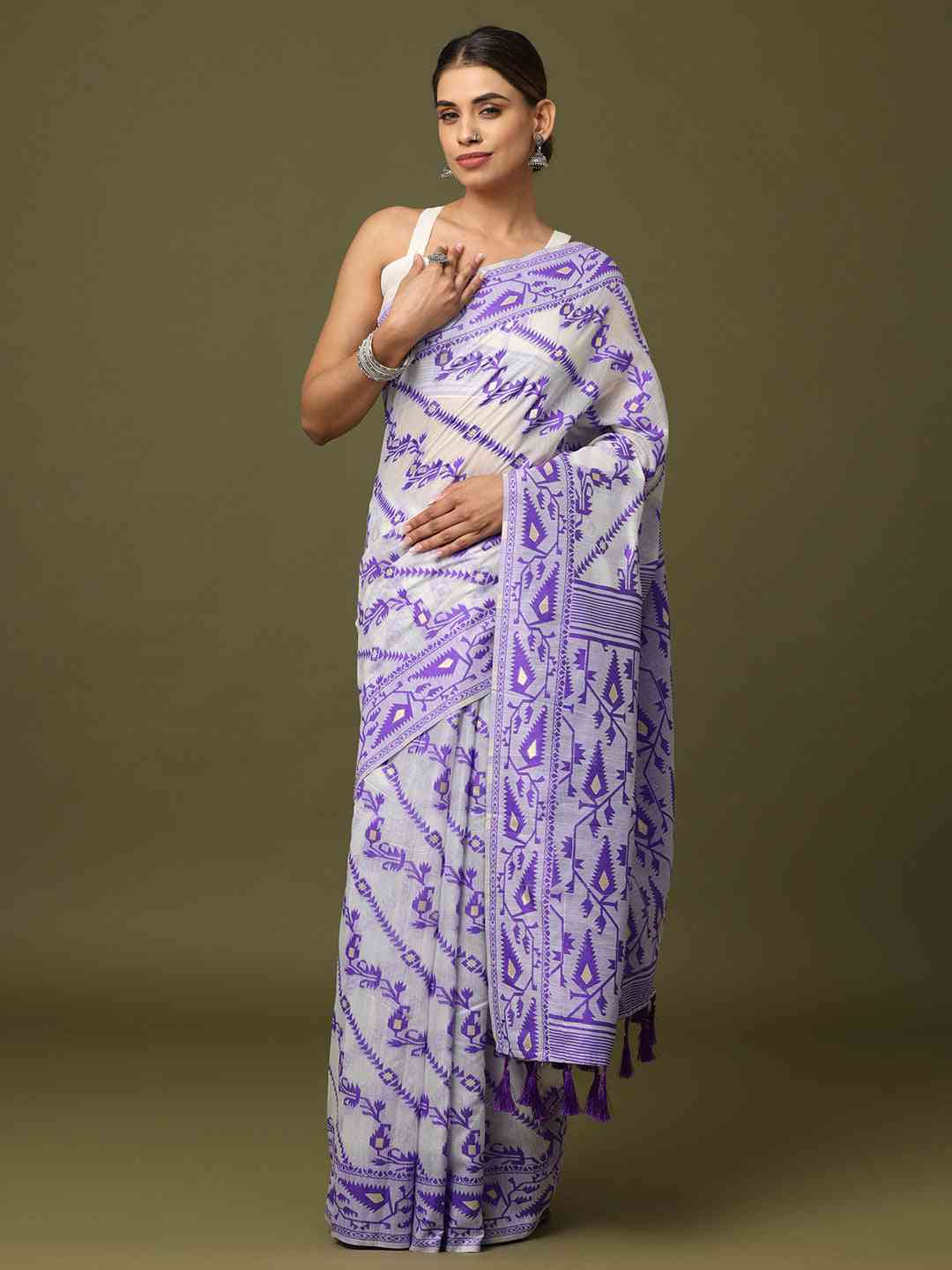  Dhakai Jamdani Cotton Silk Saree