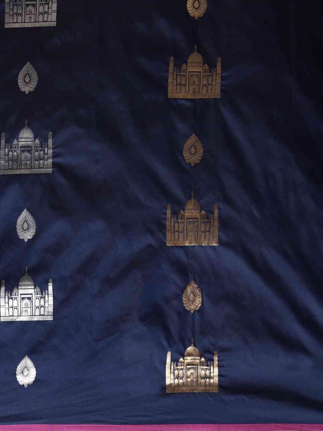 Trendy Dark Blue Banarasi Saree 