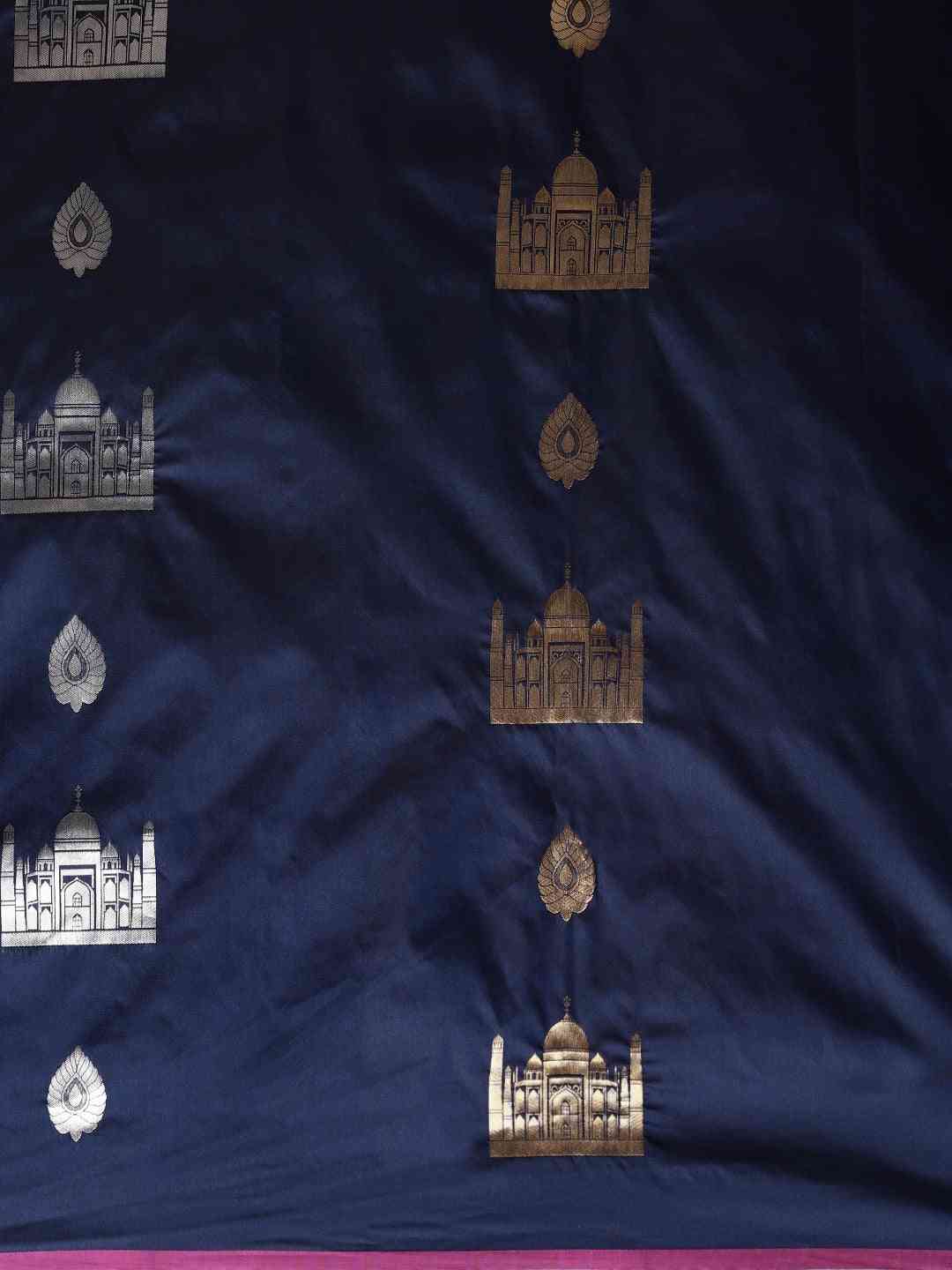 Trendy Dark Blue Banarasi Saree 