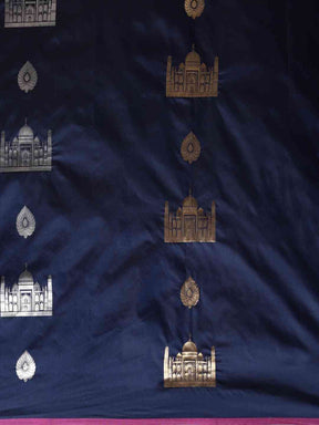 Trendy Dark Blue Banarasi Saree 