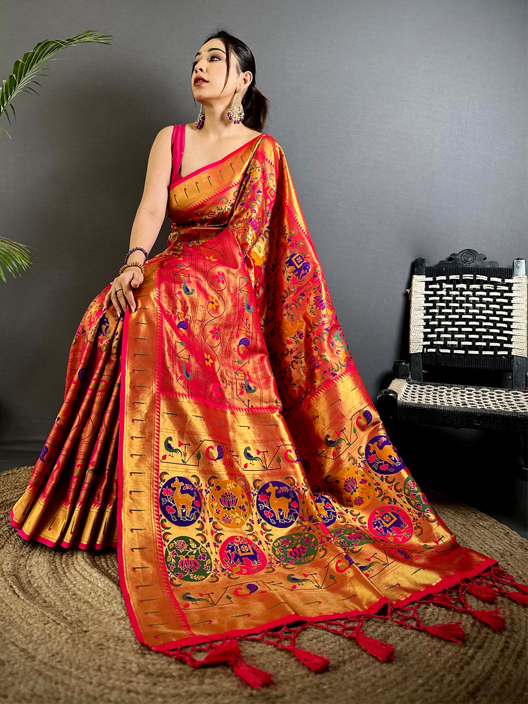 Red Patola Motif Soft Silk Saree