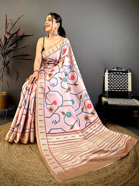 Regal Tussar Ikkat Meenakari Print Saree