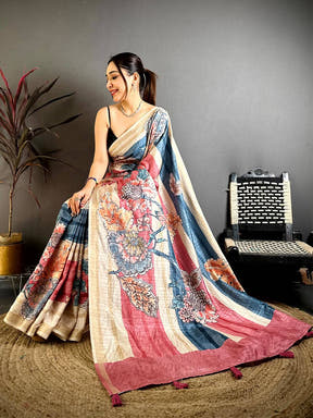 Radiance Tussar Ghicha Floral Saree