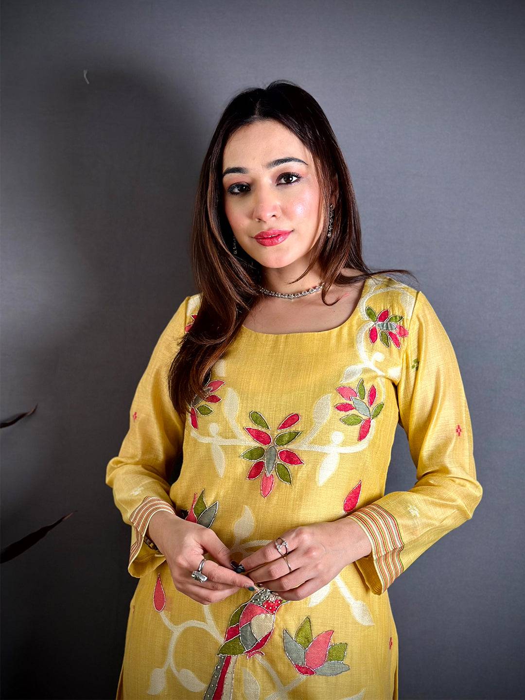Yellow Floral Heritage Cotton Suit Set