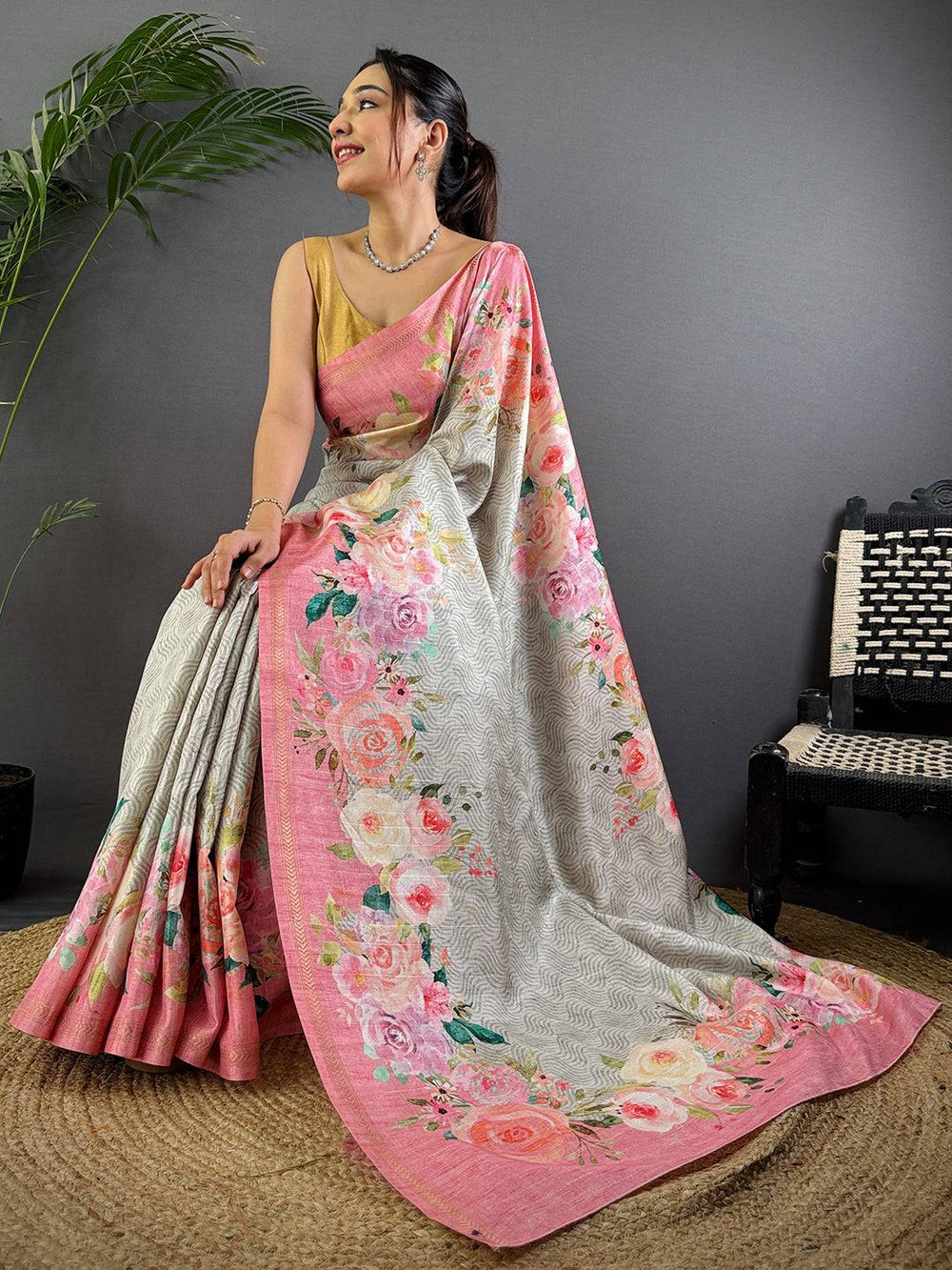Sky Tussar Ghicha Silk Saree
