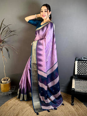Stylish Soft Dola Self Zari Katha Weaving Saree