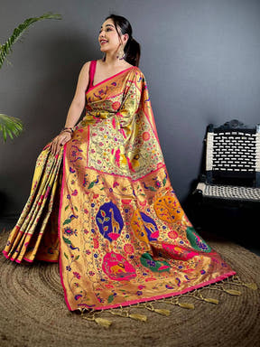Royal Cream Patola Paithani Saree


