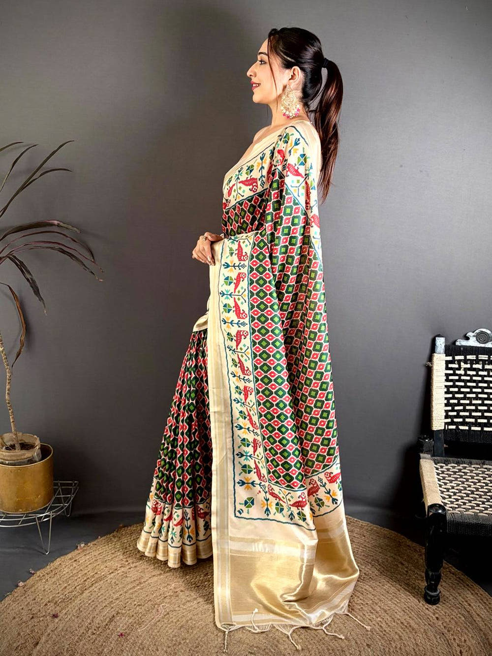 Heritage Ikkat Soft Kanchi Silk Saree