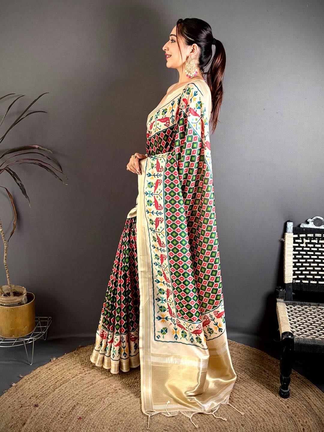 Heritage Ikkat Soft Kanchi Silk Saree