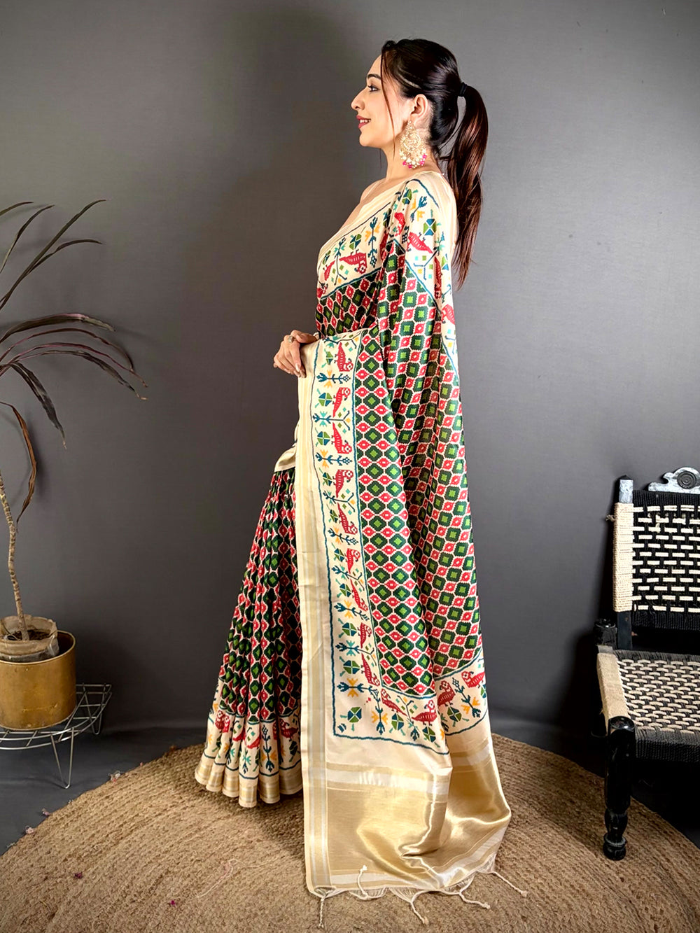 Heritage Ikkat Soft Kanchi Silk Saree