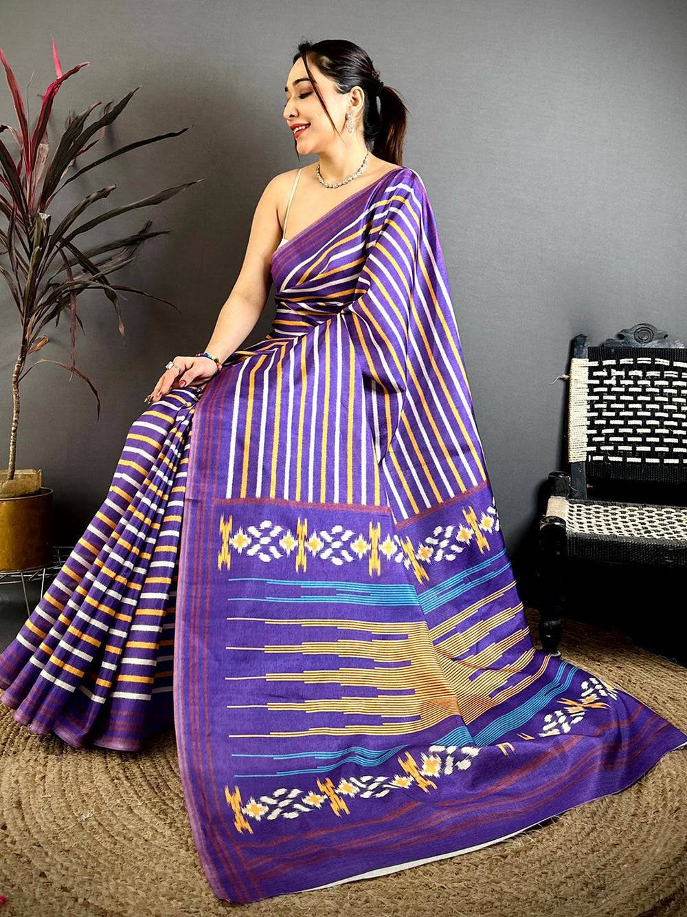 Striped Grace Soft Tussar Saree