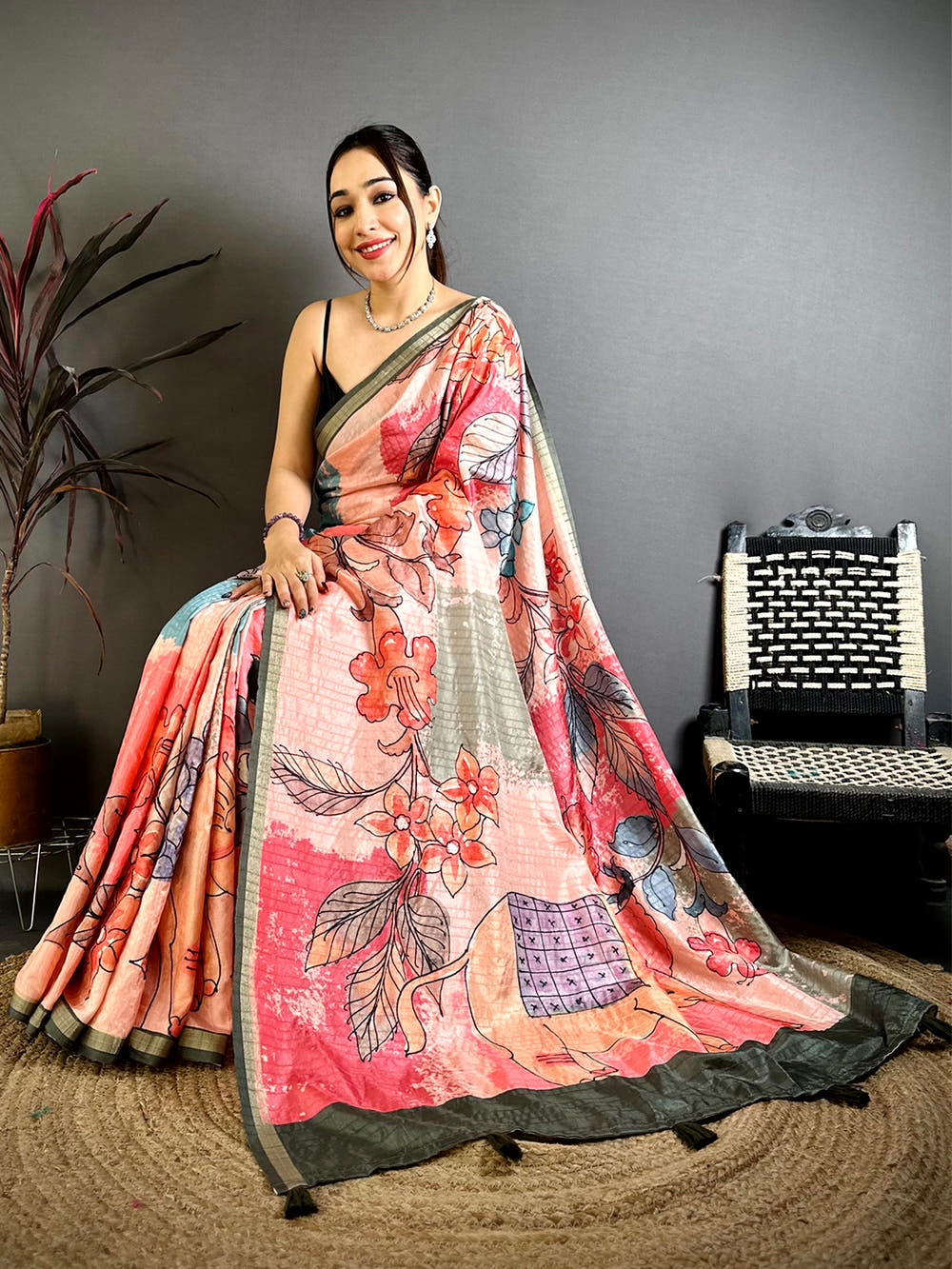 Royal Tussar Ghicha Printed Saree