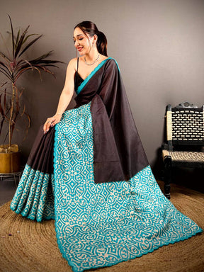 Heritage Bagdu Border Soft Tussar Saree

